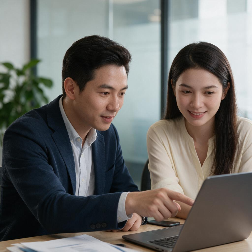 Nhân viên doanh nghiệp hướng dẫn môi giới mới đăng nhập lần đầu